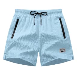Men's Seersucker Beach Shorts with Mesh Liner Summer Casual Board Shorts with Zipper Pockets Quick Dry Swim Shorts Swim Trunks