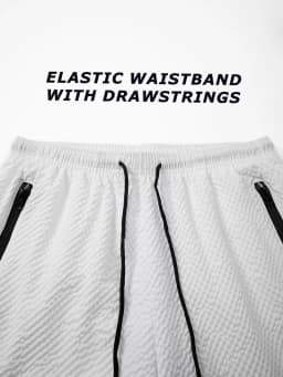 Men's Seersucker Beach Shorts with Mesh Liner Summer Casual Board Shorts with Zipper Pockets Quick Dry Swim Shorts Swim Trunks