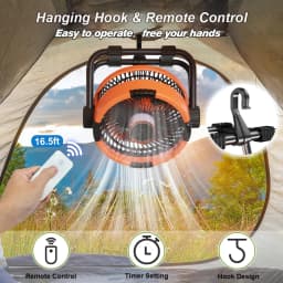 Camping Fan 20000mAh Rechargeable Battery Wireless Portable Outdoor Camping Fan Tent Ceiling Fan with Hook and LED AirCirculator