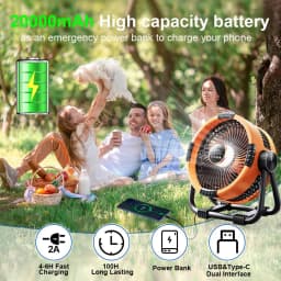 Camping Fan 20000mAh Rechargeable Battery Wireless Portable Outdoor Camping Fan Tent Ceiling Fan with Hook and LED AirCirculator