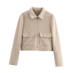 SLTNX Women's Zipper Jacket Coat New Winter Long Sleeve Pocket Outerwear Coat Short Street Elegant Women's Jacket