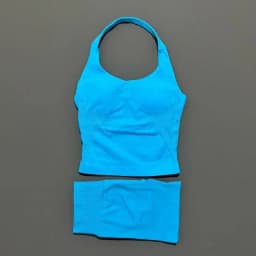 2 Pcs HISTELLO Halter Top Strappy Bra Shorts Set Women Yoga Workout Clothes Seamless Vest Hip-Lifting Sports Leggings Gym Suit