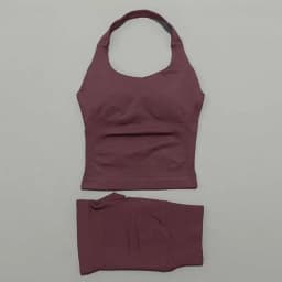 2 Pcs HISTELLO Halter Top Strappy Bra Shorts Set Women Yoga Workout Clothes Seamless Vest Hip-Lifting Sports Leggings Gym Suit