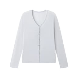 Spring Summer V Neck Cardigan For Women Silk Wool Skin-friendly Knitwear Lightweight Buttoned Coat