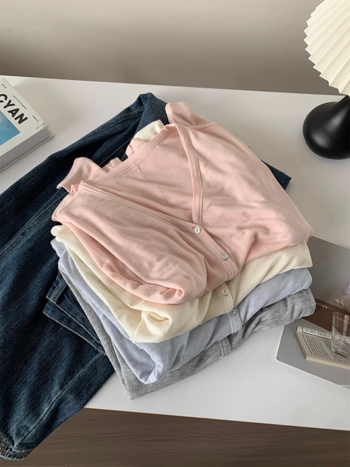 Spring Summer V Neck Cardigan For Women Silk Wool Skin-friendly Knitwear Lightweight Buttoned Coat