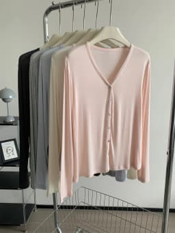 Spring Summer V Neck Cardigan For Women Silk Wool Skin-friendly Knitwear Lightweight Buttoned Coat