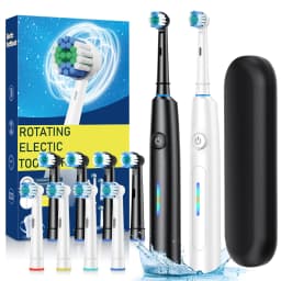 3D Rotating Electric Toothbrush 5 Modes USB Fast Rechargeable Rotary Electric Toothbrush with Travel Case 4 Brush Heads