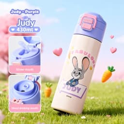 Disney Children's 316 Stainless Steel Insulated Cup for Primary School Students, Direct Drinking Straw Cup, Double Drinking Cup