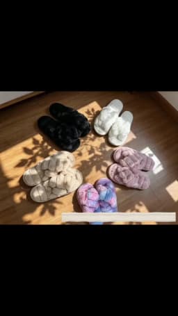 Women's Fluffy Cross Strap Fur Slippers Lightweight Soft Warm Plush House Slippers Woman Autumn Winter Flat Indoor Fuzzy Slides