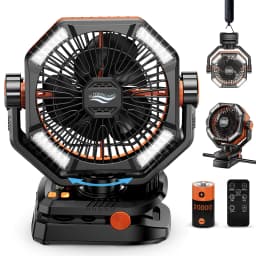 20000mAh Battery Camping Fan with 4 LED Lantern 8 Speeds Desk Fan Portable Outdoor Fan for Outdoor Camping Tent and Fishing