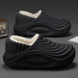 Warm Plush Waterproof EVA Indoor Slippers For Women Winter Soft Thick Bottom Non Slip Home Slippers Couple's Furry Slides