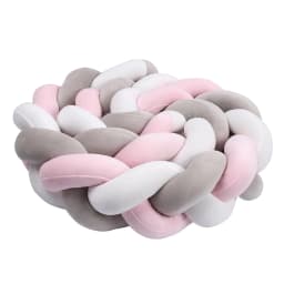 1-4M Baby Bed Bumper Handmade Knotted Braid Weaving Plush Crib Protector Infant Knot Pillow Baby Room Decor