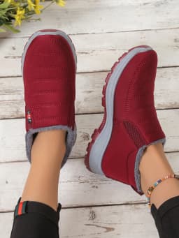 Women's Shoes, Winter Cotton Shoes with Fleece and Thickened Mid-Top, Warm and Casual Snow Boots
