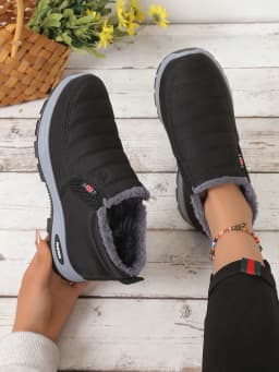 Women's Shoes, Winter Cotton Shoes with Fleece and Thickened Mid-Top, Warm and Casual Snow Boots
