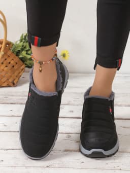 Women's Shoes, Winter Cotton Shoes with Fleece and Thickened Mid-Top, Warm and Casual Snow Boots