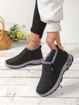 Women's Shoes, Winter Cotton Shoes with Fleece and Thickened Mid-Top, Warm and Casual Snow Boots