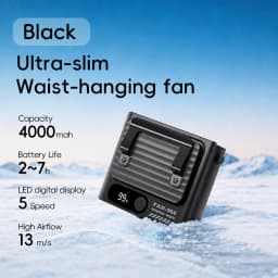 Multi-functional Waist Hanging Fan 4000mAh Mini Cooling Fan Five Speed Outdoor Portable Rechargeable Fan with Digital Display
