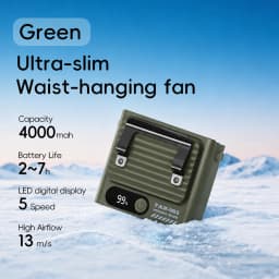 Multi-functional Waist Hanging Fan 4000mAh Mini Cooling Fan Five Speed Outdoor Portable Rechargeable Fan with Digital Display