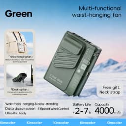 Multi-functional Waist Hanging Fan 4000mAh Mini Cooling Fan Five Speed Outdoor Portable Rechargeable Fan with Digital Display