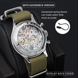 RED STAR 38mm Men's 1963 Chronograph Mechanical Watch Pilot with Seagull Movement ST1901 Air Force Aviation Sapphire Goose 40mm