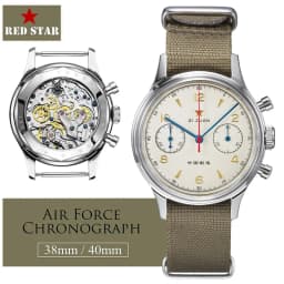 RED STAR 38mm Men's 1963 Chronograph Mechanical Watch Pilot with Seagull Movement ST1901 Air Force Aviation Sapphire Goose 40mm