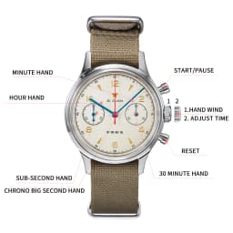 RED STAR 38mm Men's 1963 Chronograph Mechanical Watch Pilot with Seagull Movement ST1901 Air Force Aviation Sapphire Goose 40mm