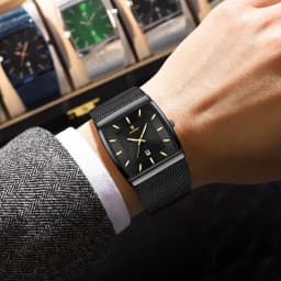 POEDAGAR Top Luxury Men Wristwatch Waterproof Luminous Stainless Steel Mesh Date Man Watch Fashion Business Quartz Men's Watches