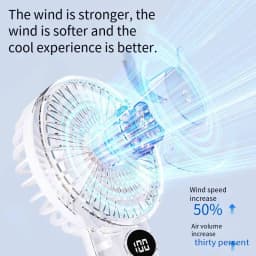 Portable Handheld Small Fan LCD Display with 6-Speed Wind Power Handheld/Vertical Multi-Purpose Small Fan