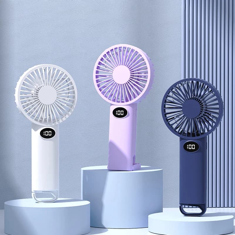 Portable Handheld Small Fan LCD Display with 6-Speed Wind Power Handheld/Vertical Multi-Purpose Small Fan