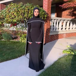 White Pearl Trim Cape Maxi Dress Women Elegant Long Sleeve Cinching Waist Muslim Robes 2026 Spring EID Abaya Lady Dresses