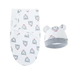 Baby Blanket Hat Set Cartoon Printed Cotton Newborn Swaddle Adjustable Infant Blankets Wraps Applicable All Seasons 0-6 Months