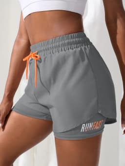 Women's High Rise Yoga Shorts With Elastic Proximity Control Running Shorts, Fake Two Pieces Pants