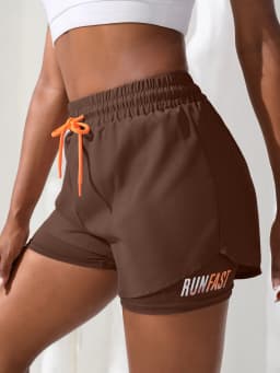 Women's High Rise Yoga Shorts With Elastic Proximity Control Running Shorts, Fake Two Pieces Pants