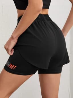 Women's High Rise Yoga Shorts With Elastic Proximity Control Running Shorts, Fake Two Pieces Pants
