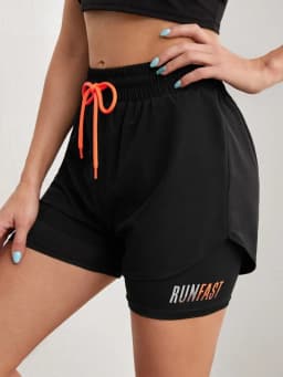 Women's High Rise Yoga Shorts With Elastic Proximity Control Running Shorts, Fake Two Pieces Pants