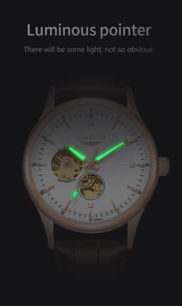 LONGLUX Automatic Watch Elegant Style Wholesale Mechanical Wristwatches Skeleton Rome Waterproof Mens Watch Men Gift