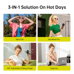 JISULIFE Portable Handheld Fan with LED Display,5 Speeds,5000mAh,150°Folded,3-IN-1 Hand/Desk/Neck Multifunction Personal Fan