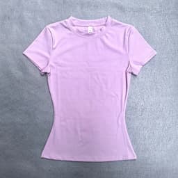 Summer Short Sleeve Yoga Top Women Workout Gym Crop Top Slim Fit Round Neck Yoga Shirt Seamless Sports Stretchy Shirts