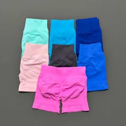 HISTELLO Sports Shorts 4.5" Women Yoga Shorts Seamless Low Waist Scrunch Bum Gym Leggings Workout Stretch Fitness Sports Shorts