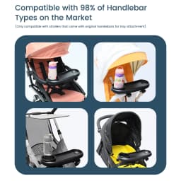 3-in-1 Universal Stroller Snack Tray Adjustable Cup Holder Phone Slot Compatible with Most Strollers Multifunctional Travel