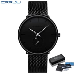 Men Watch CRRJU Watch Women Quartz Dress Watch for Men Dress Watches Fashion Unisex Ultra Thin Wristwatch Relojes Para Hombre