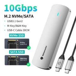 Yottamaster SATA M.2 NVMe SSD Enclosure Dual Portocol NVMe to USB Adapter USB 3.1 Gen2 USB C External Case Box Aluminum Alloy
