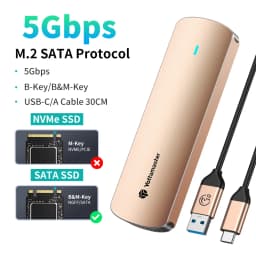 Yottamaster SATA M.2 NVMe SSD Enclosure Dual Portocol NVMe to USB Adapter USB 3.1 Gen2 USB C External Case Box Aluminum Alloy