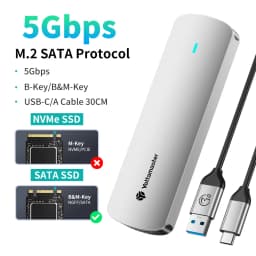 Yottamaster SATA M.2 NVMe SSD Enclosure Dual Portocol NVMe to USB Adapter USB 3.1 Gen2 USB C External Case Box Aluminum Alloy