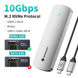 Yottamaster SATA M.2 NVMe SSD Enclosure Dual Portocol NVMe to USB Adapter USB 3.1 Gen2 USB C External Case Box Aluminum Alloy