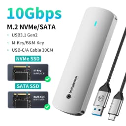 Yottamaster SATA M.2 NVMe SSD Enclosure Dual Portocol NVMe to USB Adapter USB 3.1 Gen2 USB C External Case Box Aluminum Alloy