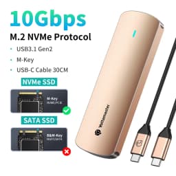 Yottamaster SATA M.2 NVMe SSD Enclosure Dual Portocol NVMe to USB Adapter USB 3.1 Gen2 USB C External Case Box Aluminum Alloy
