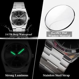 POEDAGAR Luxury Men's Quartz Wristwatch Waterproof Luminous Date Week Man Watch Stainless Steel Business Fashion Watches For Men