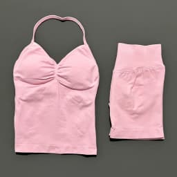 2 Pieces Sports Set Women Backless Tank Yoga Tops High Waist Scrunch Seamless Shorts Sport Gym Set Sportswear Workout Set