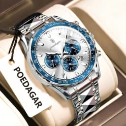POEDAGAR Luxury Brand Men Watch Waterproof Luminous Stainless Steel Men's Watches Chronograph Date Quartz Business Watch For Man